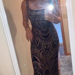 blue sparkly prom dress